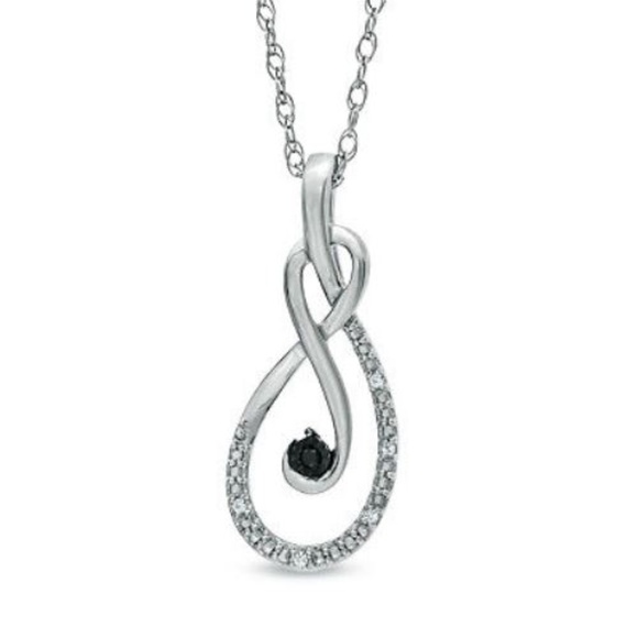 ZALES Diamond Black White Infinity Pendant - Picture 1 of 3